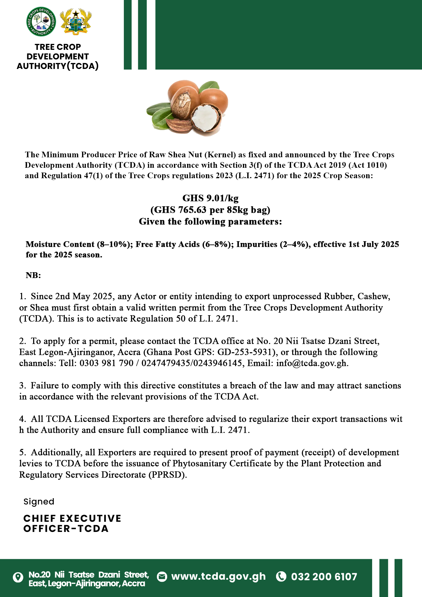 shea pricing and directives